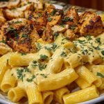 Creamy Velveeta Chicken Rigatoni with Mozzarella Garlic Sauce