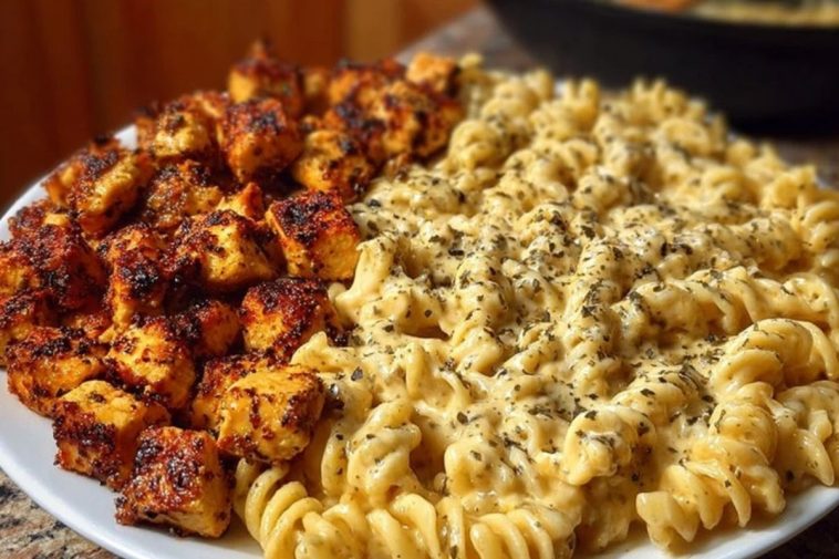 Creamy Velveeta Chicken Rotini Pasta with Mozzarella Garlic Cheese Sauce