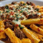 Creamy Velveeta Penne Pasta Recipe with Cajun Beef Alfredo Sauce