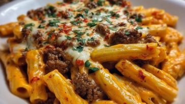 Creamy Velveeta Penne Pasta Recipe with Cajun Beef Alfredo Sauce