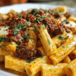 Creamy Velveeta Penne Pasta with Cajun Beef Alfredo Sauce