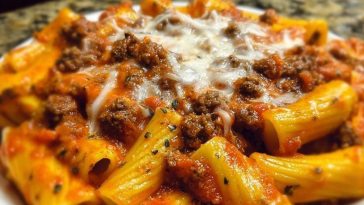 Creamy Velveeta Rigatoni with Italian Beef Marinara