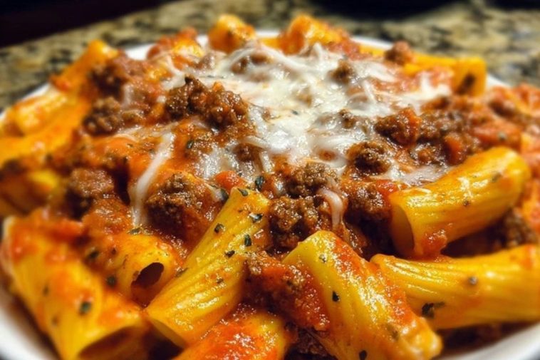 Creamy Velveeta Rigatoni with Italian Beef Marinara