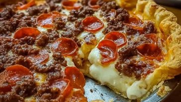 Deep Hamburger Sausage & Pepperoni Pie
