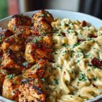 Delicious Tuscan Garlic Chicken Bites with Sun-Dried Tomato Cajun Alfredo Pasta