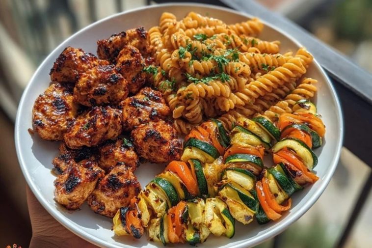 Garlic Chili Oil Chicken Bites & Cajun Alfredo with Charred Zucchini Twists
