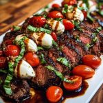 Grilled Balsamic Steak Caprese with Mozzarella, Tomatoes, and Basil
