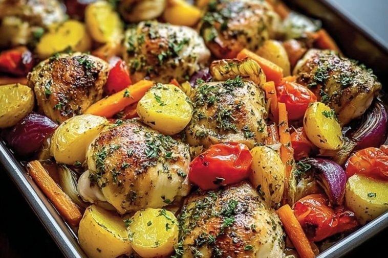 Insanely Good One-Pan Herb Chicken & Roasted Veggie Bake