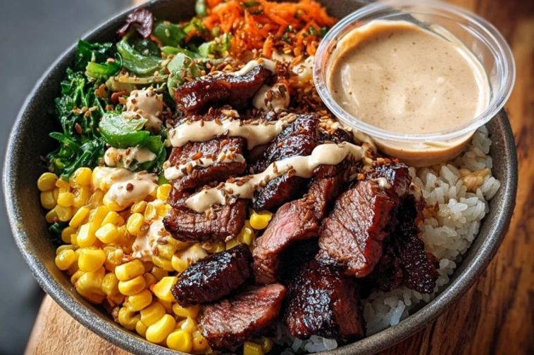 Korean BBQ Beef Bowl with Corn & Creamy Sauce