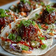 Korean BBQ Meatball Tacos