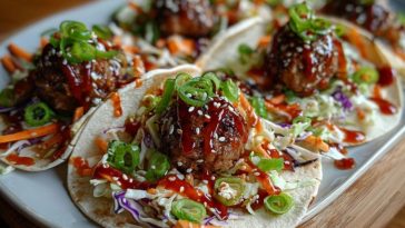 Korean BBQ Meatball Tacos
