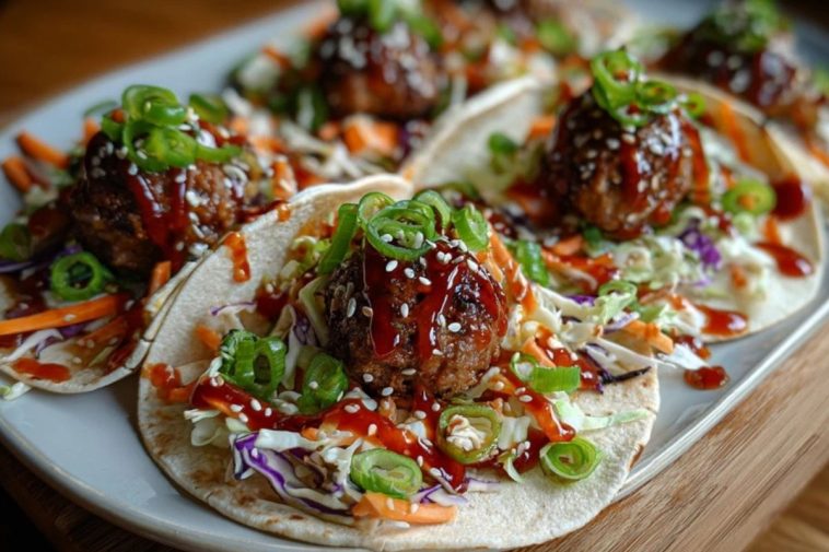 Korean BBQ Meatball Tacos
