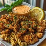 Lemon Pepper Chicken Bites & Roasted Red Pepper Cajun Alfredo Twists