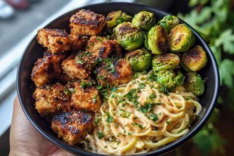 Maple Garlic Chicken Bites with Spicy Cajun Alfredo