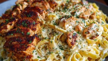 One-Pot Creamy Cajun Chicken Linguine with Garlic Mozzarella Sauce