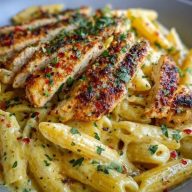 One Pot Creamy Garlic Parmesan Chicken Penne