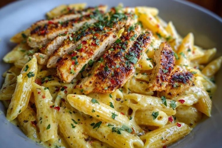 One Pot Creamy Garlic Parmesan Chicken Penne
