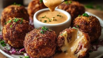 Reuben Balls with Spicy Thousand Island Dipping Sauce