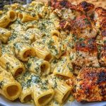 Rigatoni in Cheesy Italian Herb Alfredo with Cajun Chicken