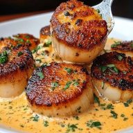 Seared Scallops with Spicy Cajun Cream Sauce