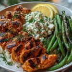 Smoky Paprika Chicken Alfredo with Lemon Feta Whip & Charred Green Beans