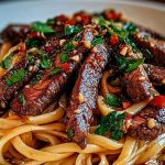 Sweet and Spicy Garlic Steak Pasta