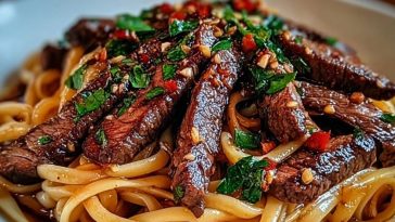 Sweet and Spicy Garlic Steak Pasta