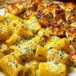 Cheesy Garlic Butter Chicken Rigatoni in Creamy Alfredo Sauce