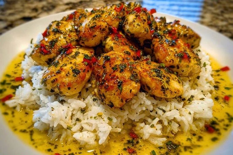 Chicken Scampi with Creamy Garlic Parmesan Rice