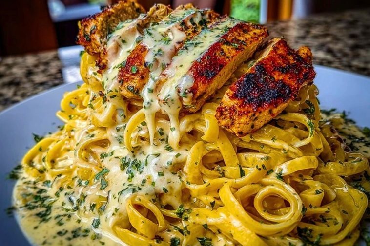 Creamy Cajun Chicken Fettuccine with Garlic Mozzarella Cheese Sauce