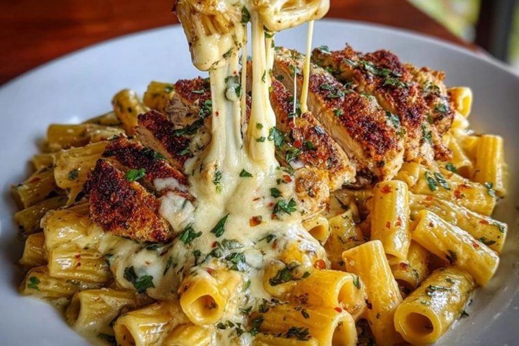 Creamy Cajun Chicken Rigatoni with Garlic Mozzarella Sauce