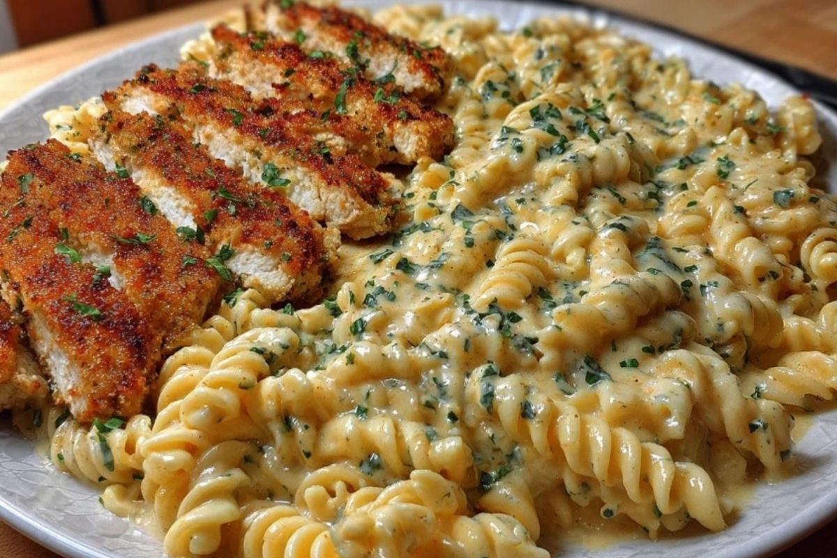 Creamy Cajun Chicken Twisted Pasta with Mozzarella Alfredo