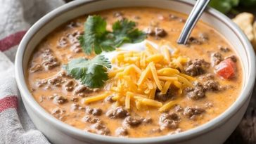 Creamy Cheesy Ground Beef Taco Soup