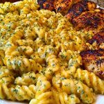 Creamy Garlic Butter Chicken and Rotini in Parmesan Sauce