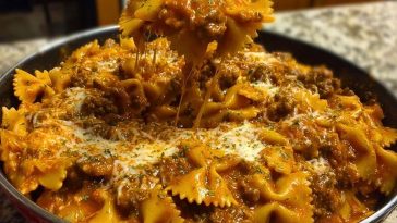 Creamy Velveeta Bowtie Pasta with Italian Beef Marinara