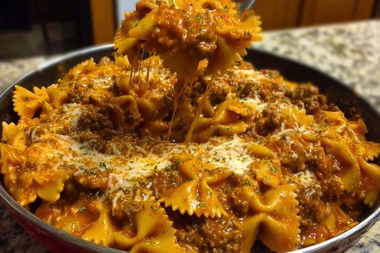 Creamy Velveeta Bowtie Pasta with Italian Beef Marinara