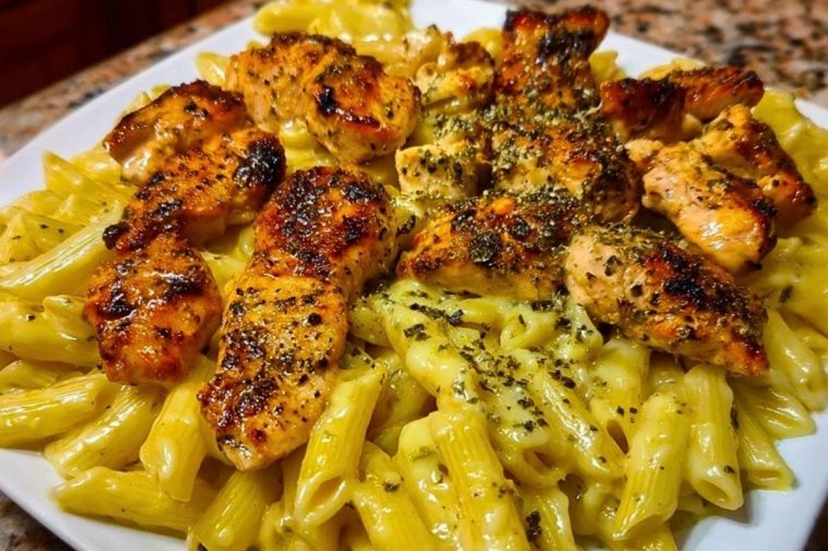 Creamy Velveeta Chicken Penne in Garlic Butter Parmesan Sauce