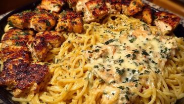 Creamy Velveeta Chicken Spaghetti with Mozzarella Garlic Cheese Sauce