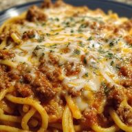 Creamy Velveeta Spaghetti with Italian Beef Marinara