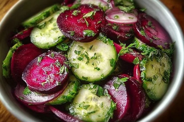 Crisp Cucumber and Beetroot Salad with Herb Dressing