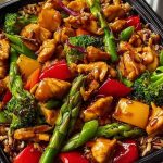 Delicious Teriyaki Chicken Stir-Fry with Colorful Veggies and Wild Rice