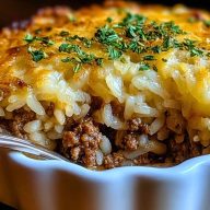 French Onion Ground Beef and Rice Casserole