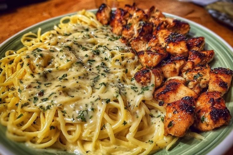 Garlic Butter Chicken with Velvety Parmesan Linguine