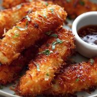 Golden Coconut Crusted Chicken Strips