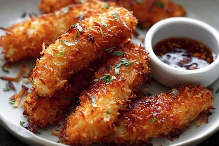 Golden Coconut Crusted Chicken Strips