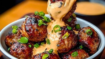 Korean BBQ Meatballs with Spicy Mayo Dip