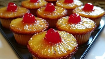 Mini Pineapple Upside-Down Cupcakes
