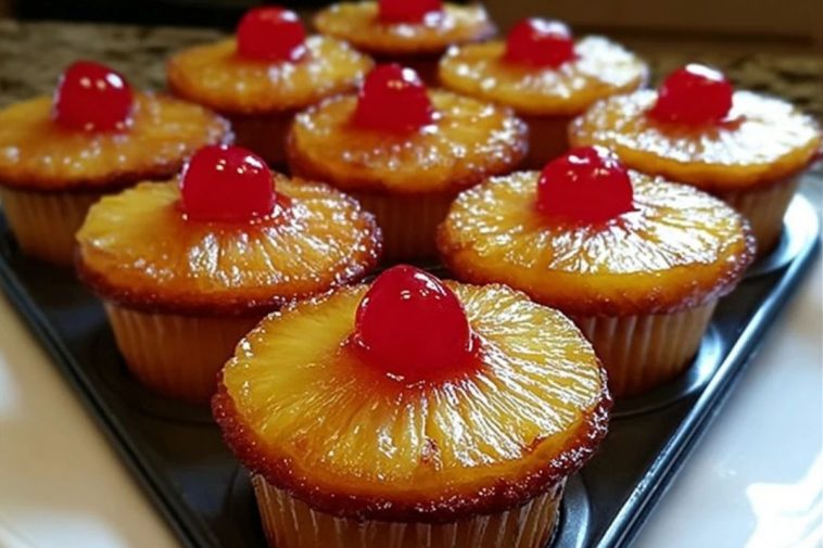 Mini Pineapple Upside-Down Cupcakes