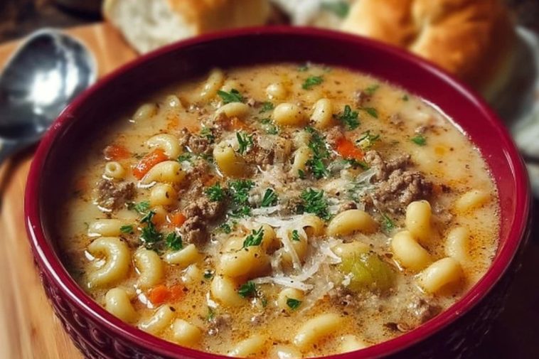 One-Pot Macaroni Cheeseburger Soup