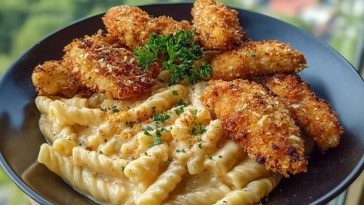 Parmesan Chicken Bites with Smoky Cajun Alfredo Gemelli